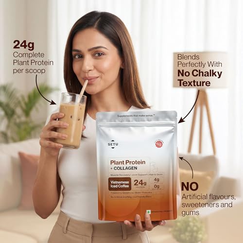 Image of Setu Plant Protein + Veg Collagen | 24g Protein with Glutathione & Biotin | Pea & Rice Isolate | For Muscle, Skin & Hair | (Pack of 6 Single Serve Sachets)