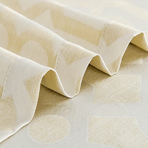 Light Filtering Window Curtains For Living Room 84 Inches Long Jacquard Curtain Panels For Bedroom Privacy Opaque Geometric Trellis Grommet Window Treatment Set Beige 1 Pair #TOP5