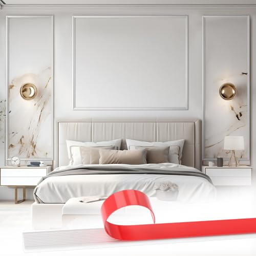 Pangda Bedroom Peel and Stick Wall Trim Molding Kit Flat Wall Molding Kit for Bedside Decor Premade Wainscoting Panels Accent Panel for Home Bedroom Decor