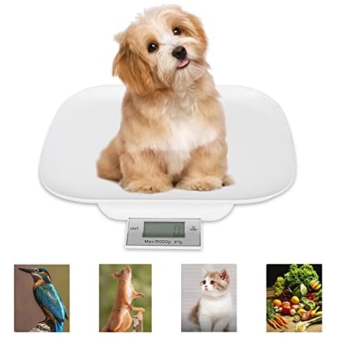 Ciuitixi Digital Pet Scale, Multi-Function Mini Electronic Kitchen Food Weighing Scales, Small Animal LCD Detachable Waterproof Dustproof Scale For Measuring Baby, Dog, Cat (15KG/33LBS) (15 kg scale) Cover