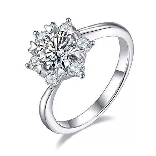 Bague fleur en moissanite 1 carat argent 925 éclat d'exception