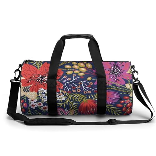 Sac week-end fleur rouge violette : fini le manque de place pour le sport