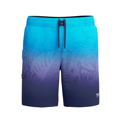 Speedo Print 4way Flex 18' Short de Agua para Hombre, Hapuna Blue, 34