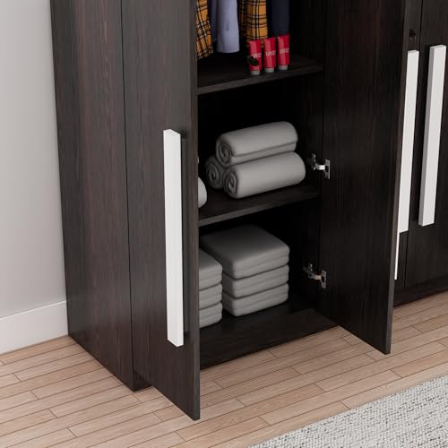 Image of Bniture 5 Door Wardrobe for Bedroom with Lockable Door & Hanging Space | Almirah for Clothes with Elevated Bottom Base | Wardrobe for Storage Cupboard | 3 Years Warranty (Flower Wenge, 5 Door)