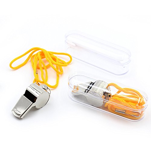 Pack de 10 silbatos de acero inoxidable con cuerda miniatura 6