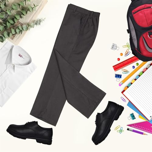 Pantalón escolar plano y elástico de corte regular para uniforme de muchachos 3