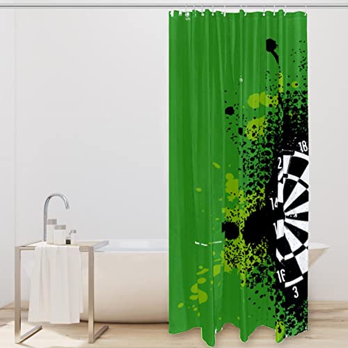 Rideau de douche imperméable et lavable motif cible fléchettes vert - 3
