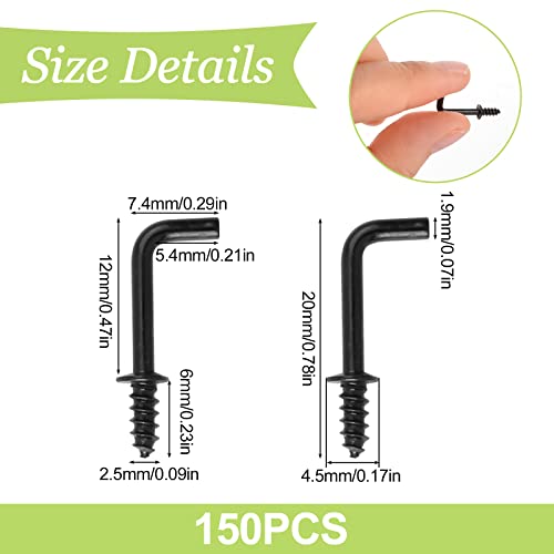Ufurmate UF-HA1167-G-US 1/2 Inch Screw In Hooks, 150Pcs Carbon Steel Plated L Shaped Hooks Shouldered Dresser Cup Hooks Right Angle Hooks Self Tapping Screw Hooks thumb #1