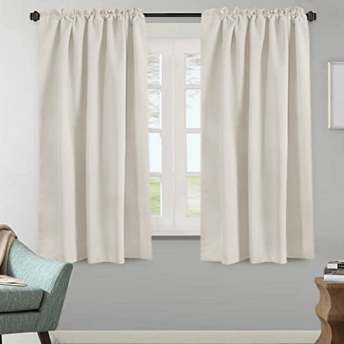Image of H.VERSAILTEX Light Reducing Curtains Thermal Insulated Window Treatment Panels Room Darkening Privacy Assured Drapes for Living Room Back Tab /Rod Pocket Bedroom Drapes 2 Panels, Ivory - 52 x 63 Inch