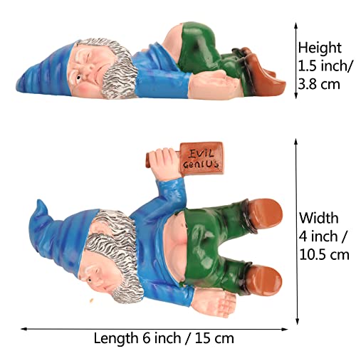 JINJIASC Creative Garden Gnome Statue, Blue Resin Outdoor Decoration, Funny Drunk Gnome (LS1101)