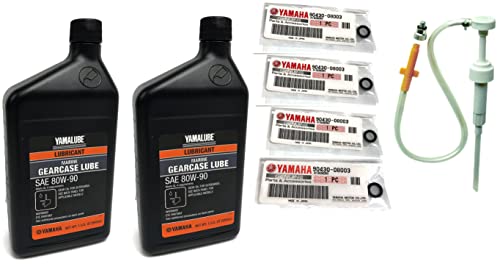 Yamaha Yamalube OEM Twin Outboard Gear Lube Kit w/Pump, Acc-GEARL-UB-QT Lower Unit Oil, 90430-08003-00 Gaskets 2 Stroke 4 Stroke F15 F20 F25 F40 F50 F60 F70 F75 F90 F115 F150 F175 F200 F225 F250