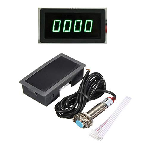PassBeauty 4 Digital Green LED Tachometer RPM Speed Meter + Proximity Switch Sensor NPN