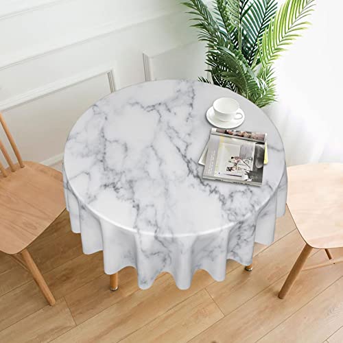 Kawani White Marble Round Tablecloth 60 Inch Ruitic Black And Grey Table Cloth Waterproof Fabric Farmhouse Abstract Tablecloths Decorative For Holiday Party Picnic #TOP1