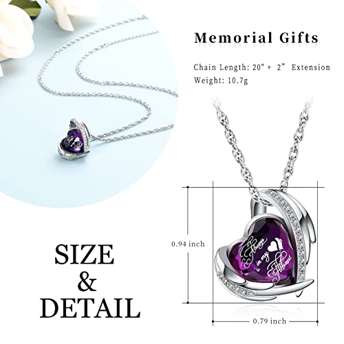 shajwo Cremation Jewelry Heart Urn Necklace Ashes for Women Men Keepsake Angel Wing Pendant Memorial Locket Ash Holder,Purple