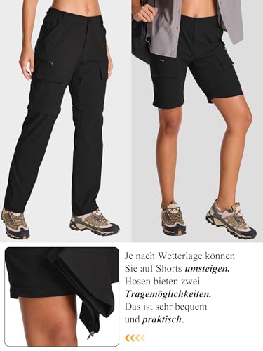 Jogwits Damen Zip-Off-Wanderhose, Leichte Trekkinghose Atmungsaktiv Schnell Trockend Safari outdoorhosen Sommer Arbeitshose Funktionshose