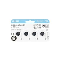 Amazon Basics, 4 batterie a bottone al litio CR1632, 3 Volt, lunga durata, senza mercurio