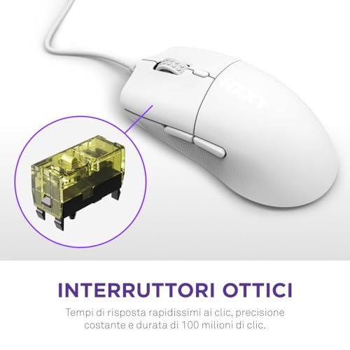 Lift 2 Ergo | Mouse gaming con cavo leggero ed ergonomico | Design leggero 61 g | Polling rate 8K | Switch ottici | Sensore ottico 26K DPI | Piedini 100% PTFE | Bianco - Mouse gaming - Immagine 4
