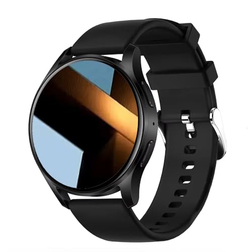 ALCENTIS - Reloj inteligente unisex para hombre y mujer, con pantalla redonda táctil, correa de silicona, diseño moderno, multifunción (correa negra)