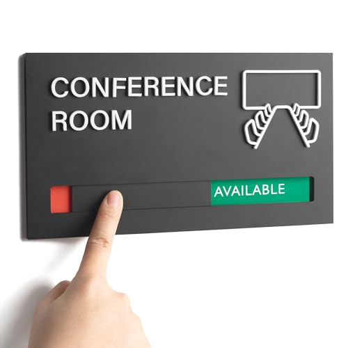 Office Door Signs for Conference Room, Meeting In Progress Door Sign, In Use Available Slider Indicator Tells Whether Room Vacant Or Occupied