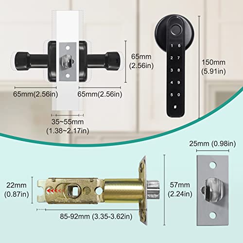 Master Luban 4-In-1 Smart Fingerprint Door Lock Handle,Biometric/App/Code/Mechanic Key Keyless Entry Door Lock For Home Office Apartment Bedroom (Black) #TOP5