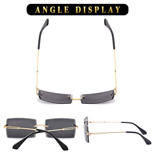 Image of Stylish Small Rectangle Sunglasses Women Men Tinted Frameless Eyewear Ultralight Candy Color Ocean Sun Glasses Shades NP1034