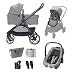 Maxi-Cosi Zelia Select+, Baby Kinderwagen 3 in 1 mit Kindersitz, 0–4 Jahre (0–22 kg), Einhändig Klappbares Kinderwagen Set, Wendbarer Kinderwagenaufsatz, CabrioFix S i-Size Kindersitz, Grau