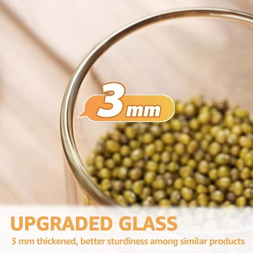 Miniatura 3 de 12pcs Tarros De Vidrio De Almacenamiento Botes De Cristal Con Tapa De Bambú Anillo De Silicona Hermético Transparente Cocina Recipientes Para Alimentos Para Almacenaje Y Conservar Alimentos
