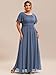 Ever-Pretty Plus Elegant Formal Dresses for Curvy Women Round Neck Short Sleeves Chiffon Bridesmaid Mother of The Bride Dress Dusty Blue US16