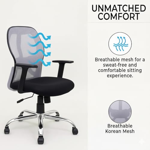 Image of Lakdi The Furniture Ergonomic High Back Office Chair with Adjustable Height, Mesh Back, Armrest & Tilt Lock-Comfortable Swivel & ExecutiveChair for Home & Office Work- SSL-885