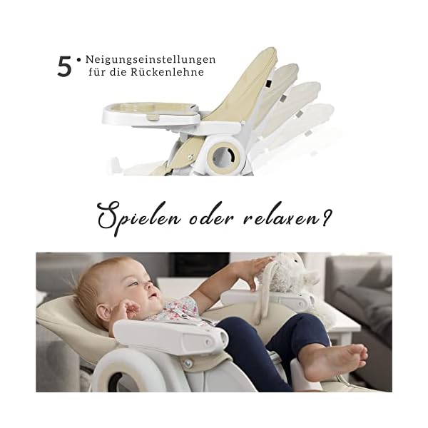 Sweety Fox Hochstuhl Baby mit Liegefunktion - Verstehllbar und Klappbar, Kinderstuhl mit Sicherheitsgurt - Mitwachsender Kinderhochstuhl 6 Monaten bis 3 Jahren, max. 15 kg – Bild 6