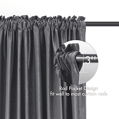 Image of MIULEE Grey Blackout Velvet Curtains Drapes 84 Inch Long 52 inchx84 inch Bedroom