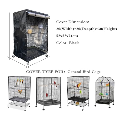 DUSTYPROTE Capa para Gaiola de Pássaros, Universal, Blackout, Respirável, Lavável, Preta, 50 cm L x