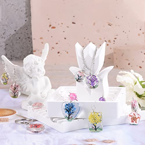 Mesarch 20Pieces Mix Colors Dried Flower Tree Pendants Plant Flower Charms Lacework Transparent Resin Beads Charms For Diy Necklace Earrings Anklet Jewelry Making #TOP7