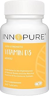 INNOPURE Vitamin D Tablets 4000 IU - 1 Year Supply of D3 Vitamins (365 Micro Tablets) High Strength D3 Supplement - Vegetarian Society Approved - Made in the UK