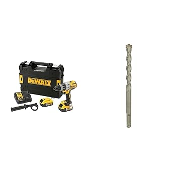 DEWALT DCD996P2 18V 13mm XR Li-Ion Premium Brushless Motor Cordless Hammer Drill Driver (2-Pieces) With DEWALT DW00712 12x100x160mm SDS-Plus Extreme Drill Bit