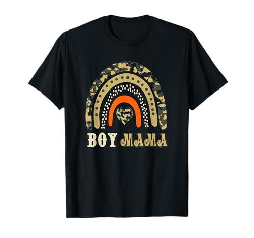 Boy Mama Mom Rainbow Camo Leopard Mom Mother's Day Camiseta