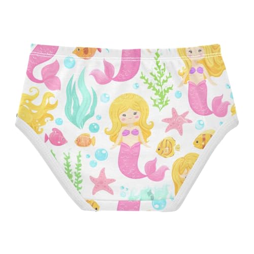 Toddler Girls Underwear 2t Cotton Girl Panties Cute Animal Briefs Underpants Cute Blonde Mermaids Pink2
