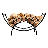 DOEWORKS Curved Heavy Duty Indoor/Outdoor Firewood Racks 40 Inches Log Rack Half Round for Wood Storage, Black