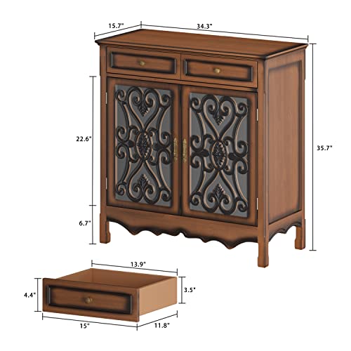 Aiegle Accent Cabinet With Mirror Doors & 2 Drawers, Wood Sideboard Cabinets, Traditional Freestanding Console Table Storage Cabinet For Bedroom, Living Room, Kitchen, Office And Hallway #TOP1