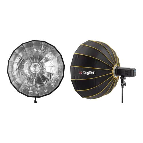 Image of DIGITEK (DBDS-105S) Parabolic Hexadecagon 105cm Beauty Dish Softbox with Honeycomb Grid, Aluminum Deflector, Translucent Diffuser, Bowens S Mount - Umrella Design, for Speedlite Studio Flash Lights