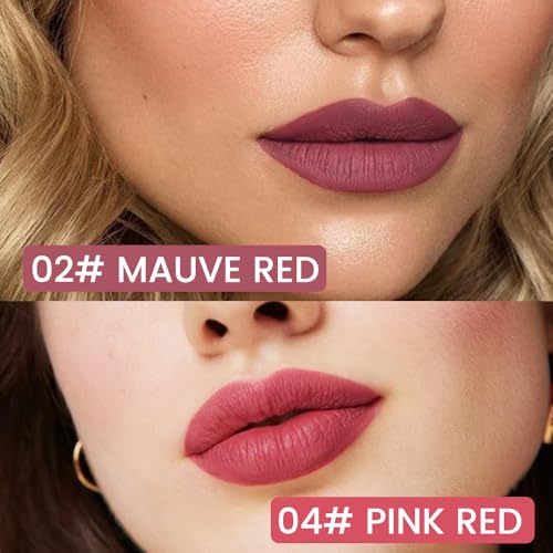 Image of 2Pcs Longwear Liquid Lip Liner Stain Marker Pen Set Long Lasting Waterproof, Mauve Pink Red Matte Semi Permanent 24 Hour Lip Liner and Lipstick Combo, Color Stay Lipliner All Day, Lips Stain peel off