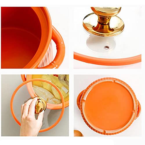 Marmite en céramique orange avec couvercle pour ragoûts - 4