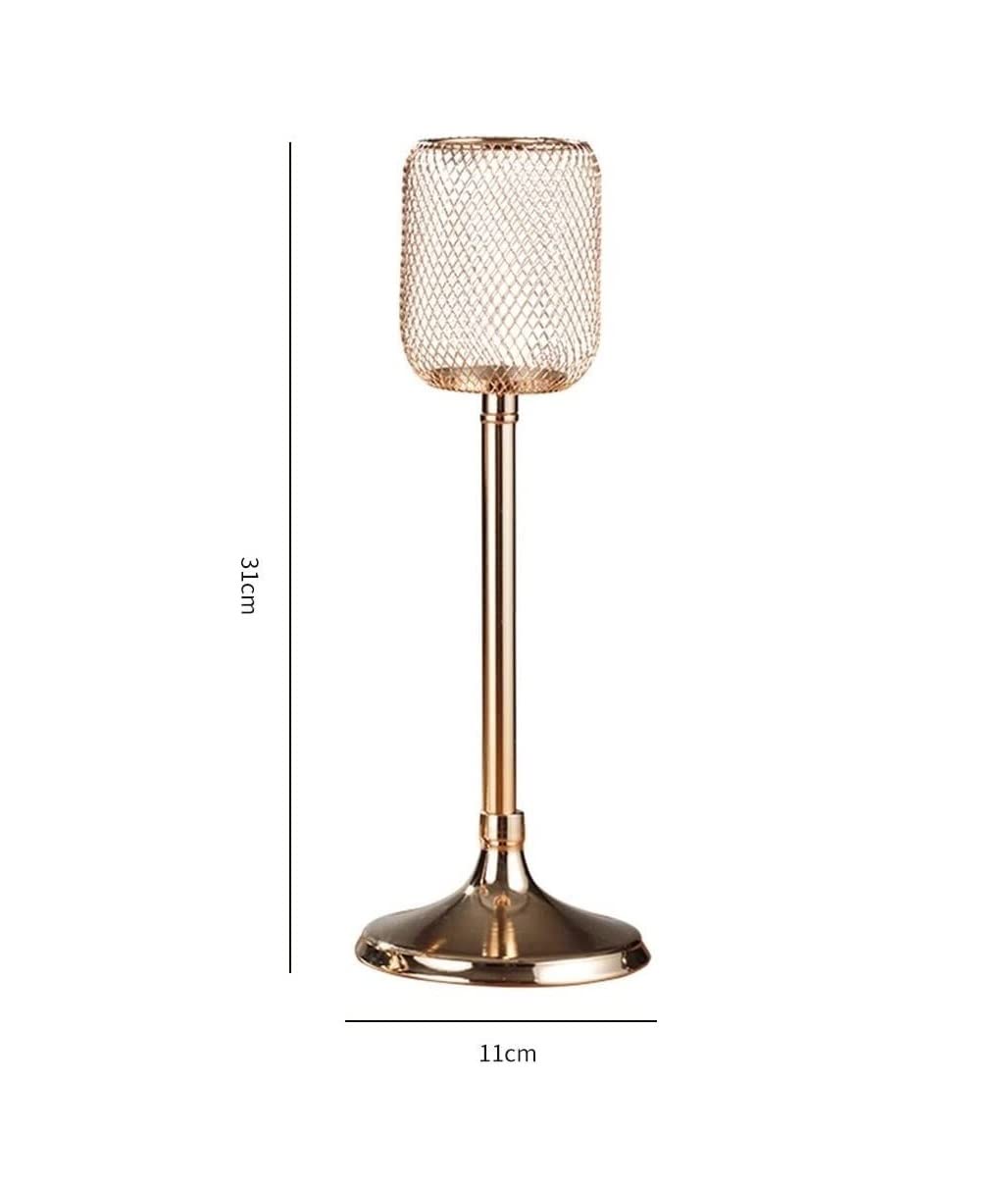 Candelabro Candelero Elegante Europeo para Decoración del Hogar, Boda, Aniversario, Inauguración De La Casa, Centros De Mesa De Fiesta Portavelas (Blue : Gold, Size : 11 * 31cm)