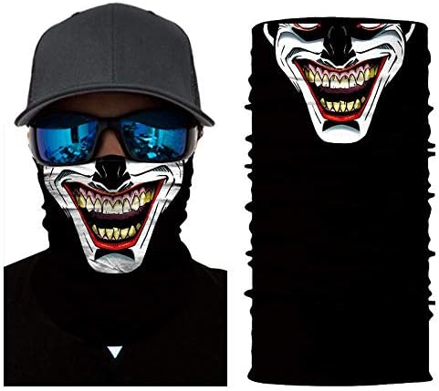5pcs Joker Face Scarf Sun Neck Gaiter Balaclava Neckerchief Bandana Headband Black, Medium - Image 5