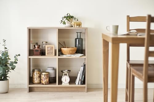 Estante de madera Iris Ohyama WOS-4, librería cubo modular con 4 estantes en color marrón claro 3
