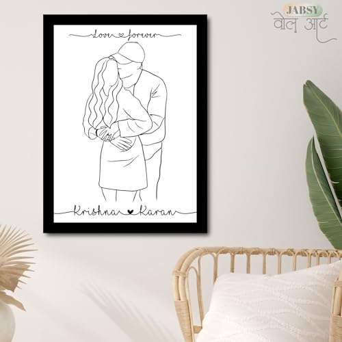 Image of JABSY Personalised Couple Framed Print for Living Room Bedroom Office Gift for Engagement Wedding Birthday Anniversary Love Speical Gift (couple-hug)