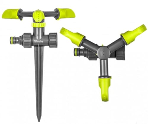 Bradas 3-Arm Kreisregner mit Erdspieß Sprinkler Impulsregner Bewässerung Rasensprenger Lime LINE 2143