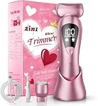 Rategist Rasoirs électriques sans fil pour femmes: Bikini Trimmer rechargeable sans douleur pour cheveux du corps - IPX7 Shaver imperméable avec LED Affichage pour le visage/sous-bras/leg Blush Rose