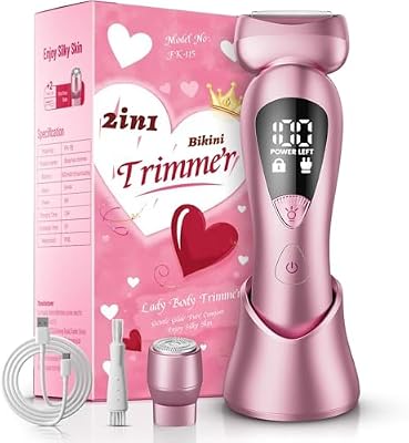 rategist Cordless Electric Razors for Women: Rechargeable Painless Bikini Trimmer for Body Hair - IPX7 Waterproof Shaver with LED Display for Face/Underarm/Leg Light Pink Upgraded