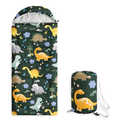 Wake In Cloud - Bolsa de Dormir Infantil para Niños, Ligera y Compacta para Camping en 3 Estaciones, Diseño Dinosaurio Jurásico miniatura 1